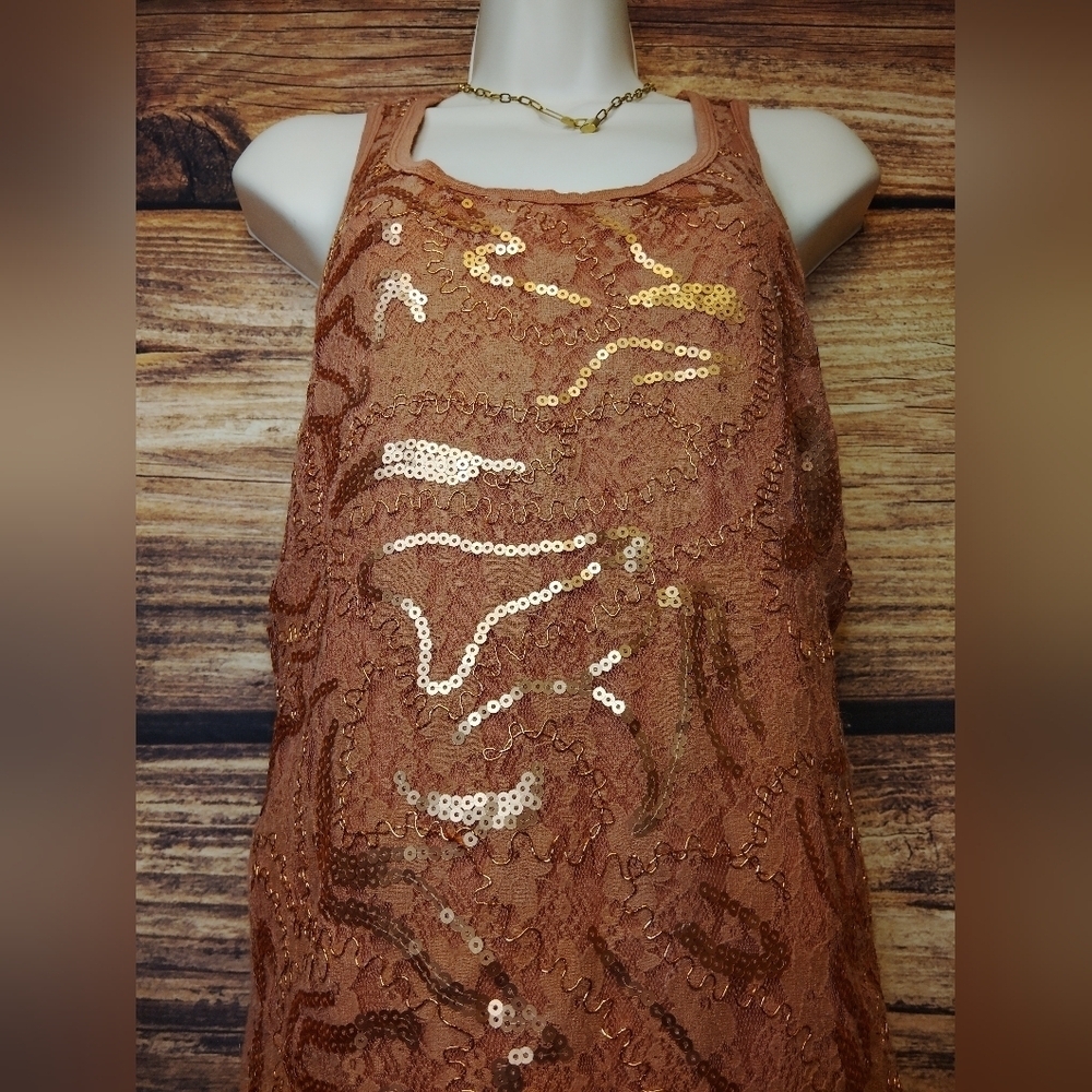BKE Boutique Sequin Lace Tank Top Size Small! - Picture 4 of 5